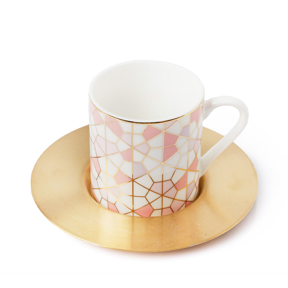 Geo Pink Espresso Cups  Set of 6