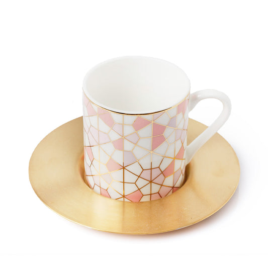 Geo Pink Espresso Cups  Set of 6