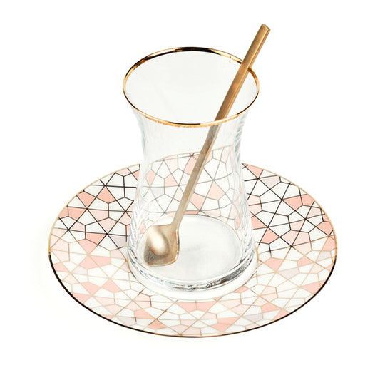 Geo Pink Espresso Cups  Set of 6