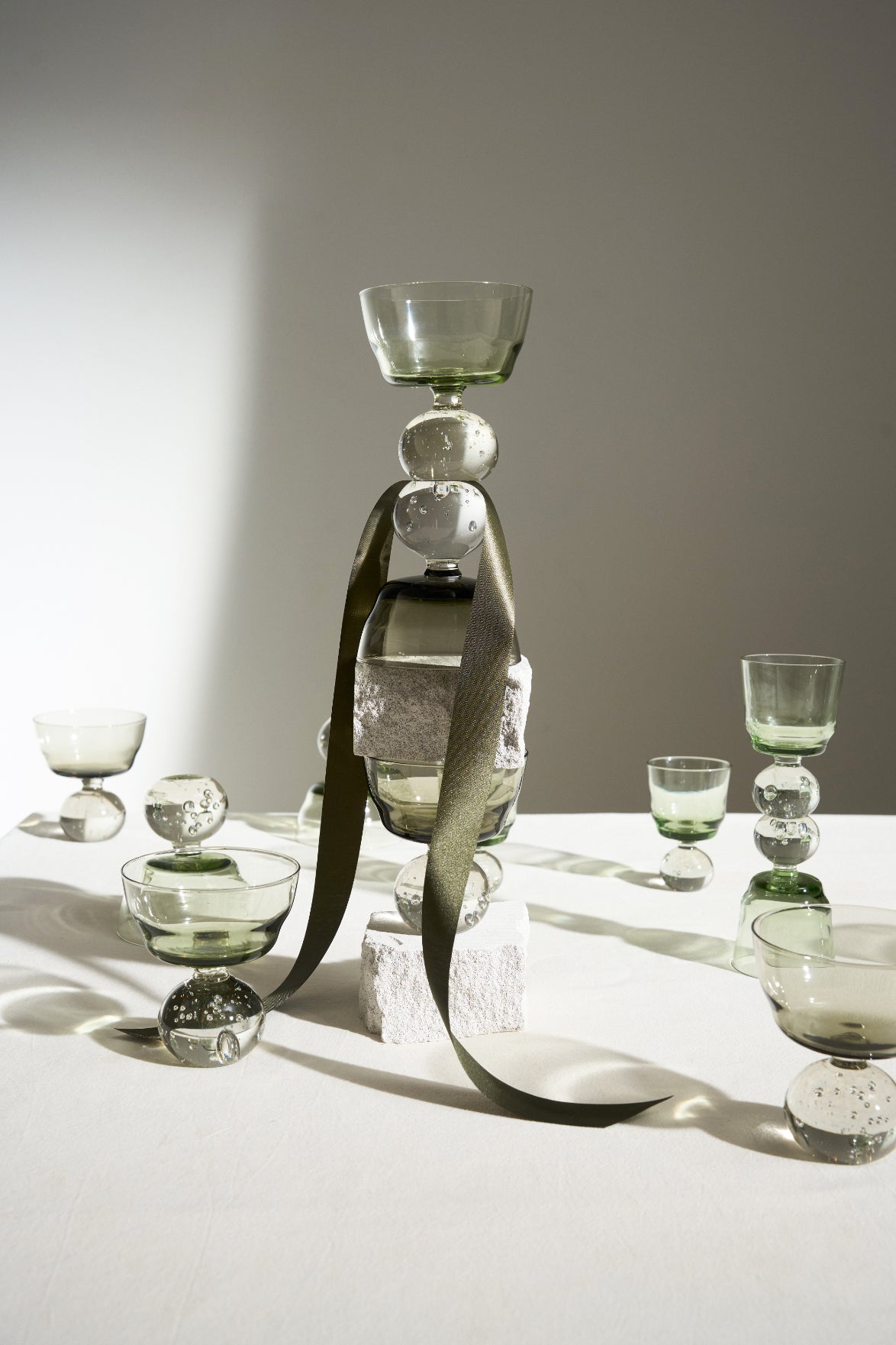 Eternal Snow Small Stem Glasses Smokey Gray Set of 6