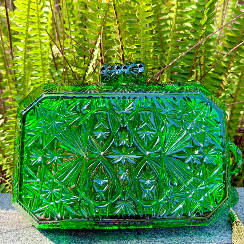 Wide Octagon Clutch Emerald Green