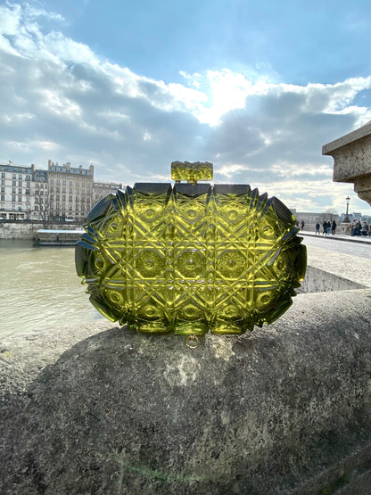 Hand Carved Oval Clutch Olive