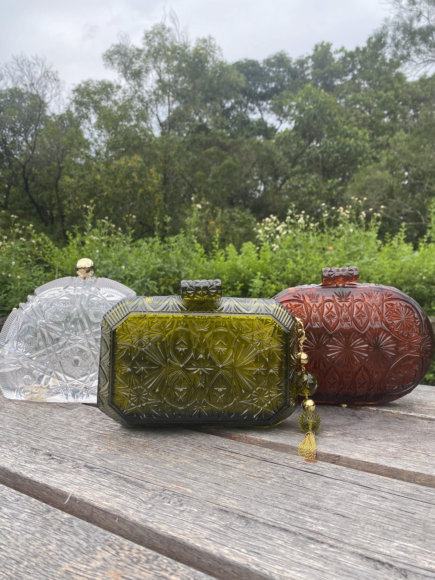 Hand Carved Clutch Olive