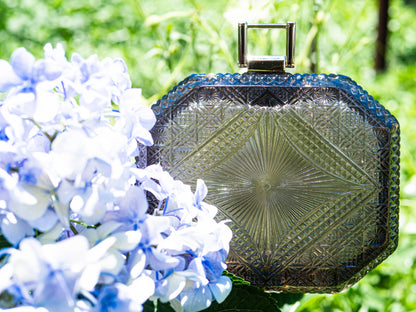 Hand Carved Octagon Clutch Dark Grey