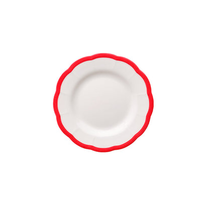 Scalloped Rim  Bread Plate Red