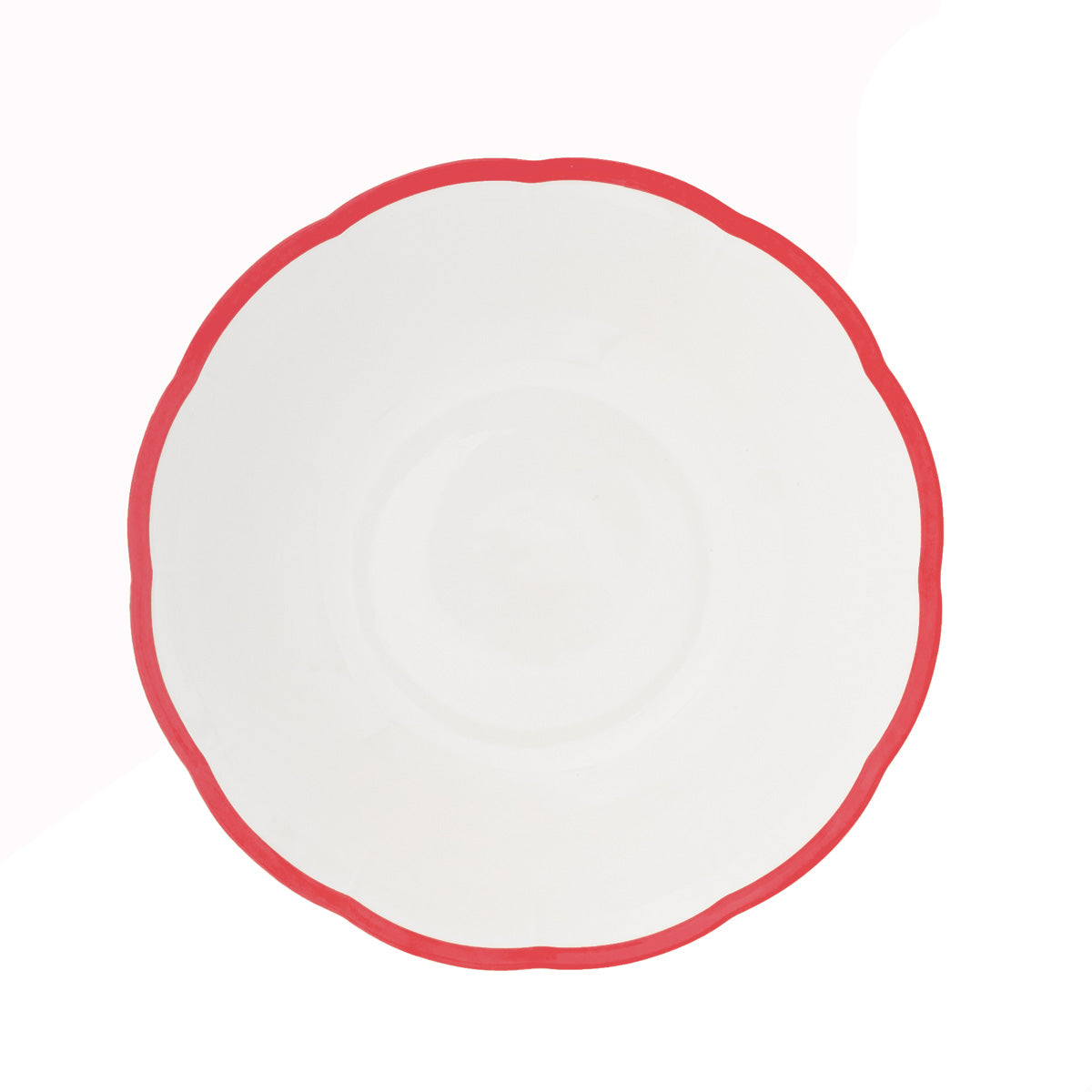 Scalloped Rim Salad Bowl Red