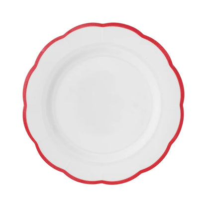 Scalloped Rim Round Platter Red