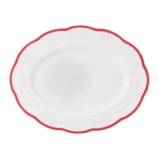 Scalloped Rim Oval Platter Red