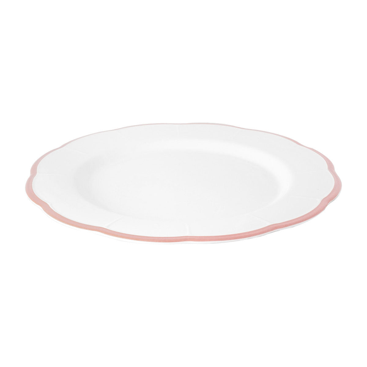 Scalloped Pink Rim Dinner Plate
