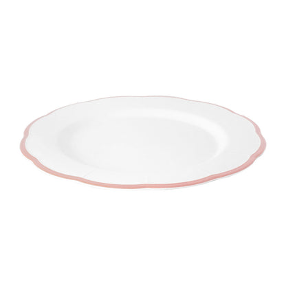 Scalloped Pink Rim Dinner Plate