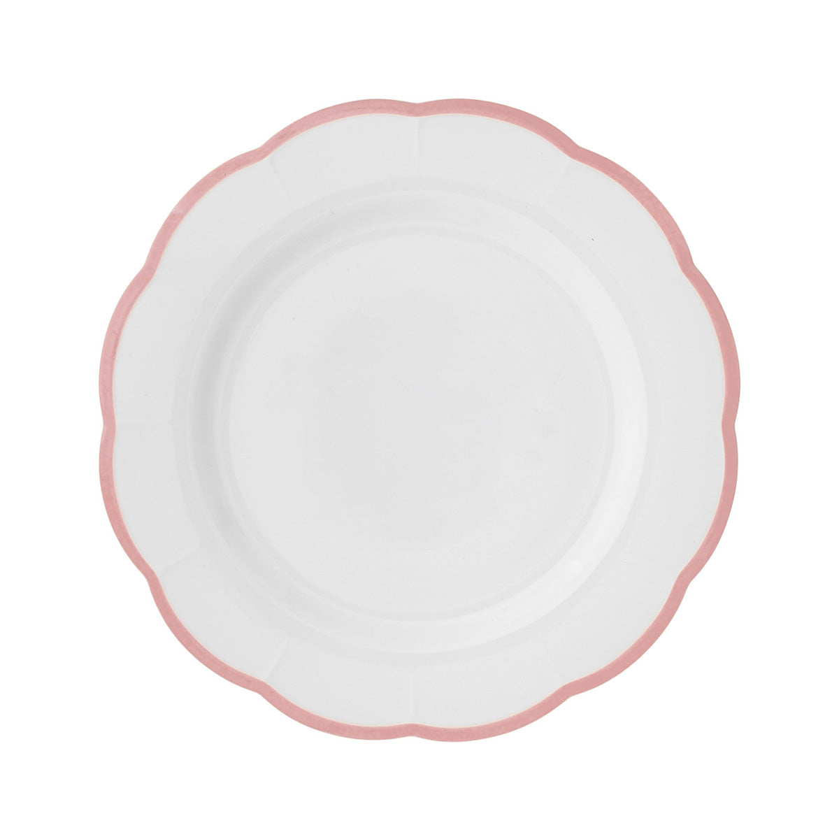Scalloped Pink Rim Dinner Plate
