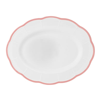 Scalloped Rim Oval Platter Pink
