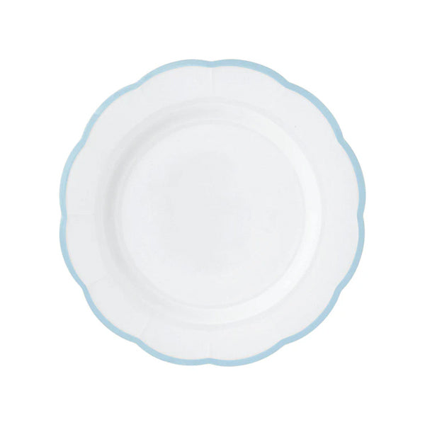 Scalloped Rim Round Platter Light Blue