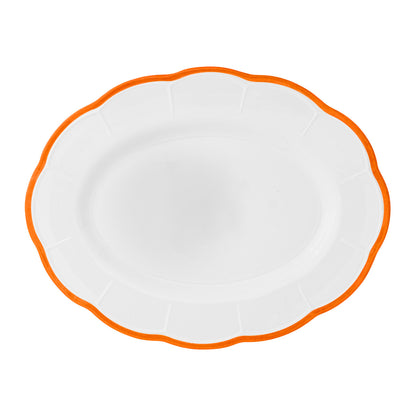 Scalloped Rim Oval Platter Rust