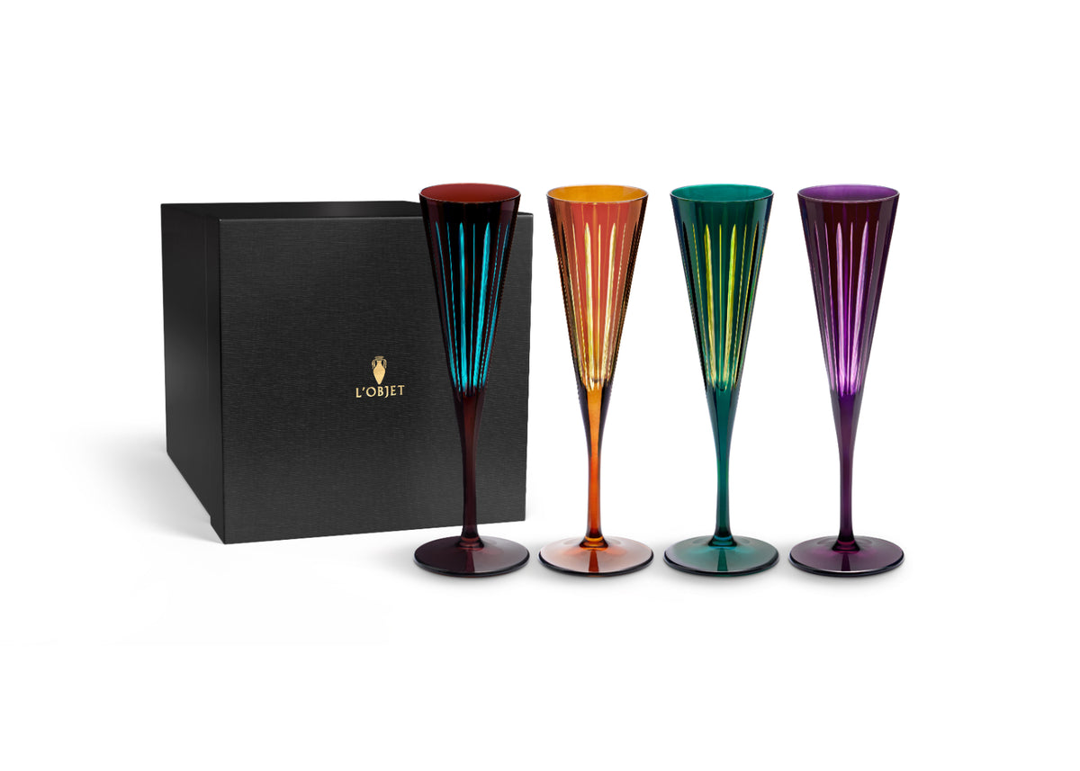 Prism Champagne Flutes - Assorted (Set of 4)