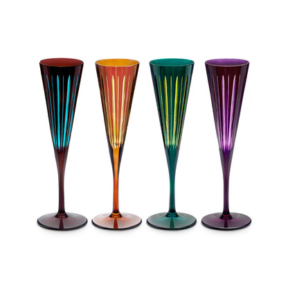 Prism Champagne Flutes - Assorted (Set of 4)