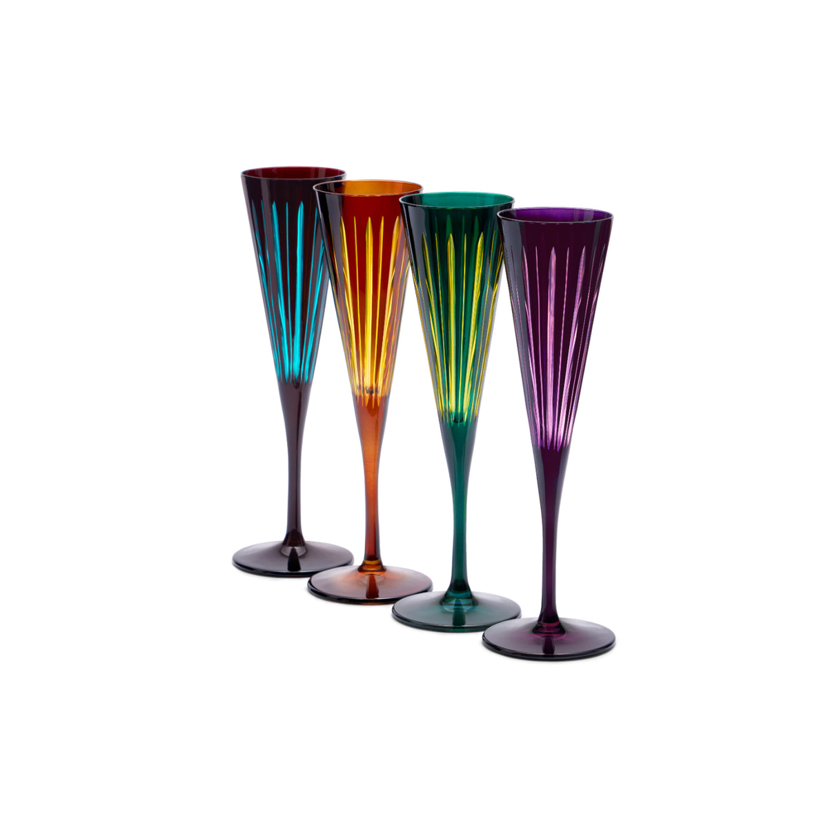 Prism Champagne Flutes - Assorted (Set of 4)
