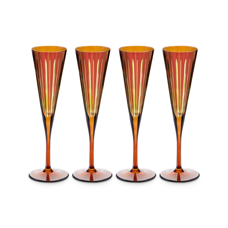 Prism Champagne Flutes - Amber (Set of 4)