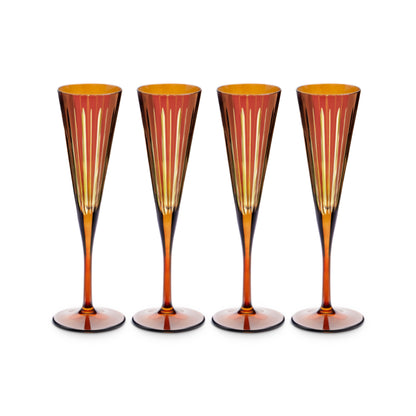 Prism Champagne Flutes - Amber (Set of 4)