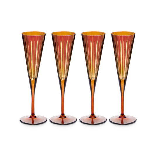 Prism Champagne Flutes - Amber (Set of 4)