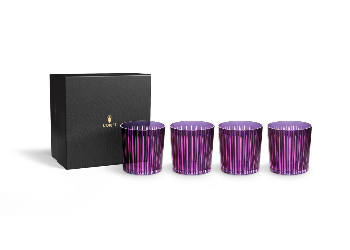 Prism Double Old Fashioned Glasses - Purple(Set of 4)