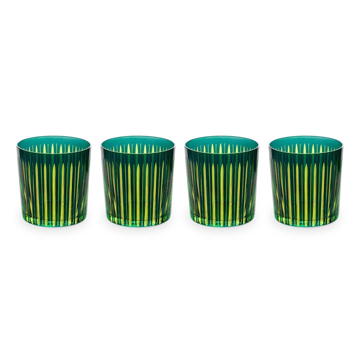 Prism Double Old Fashioned Glasses - Green (Set of 4)