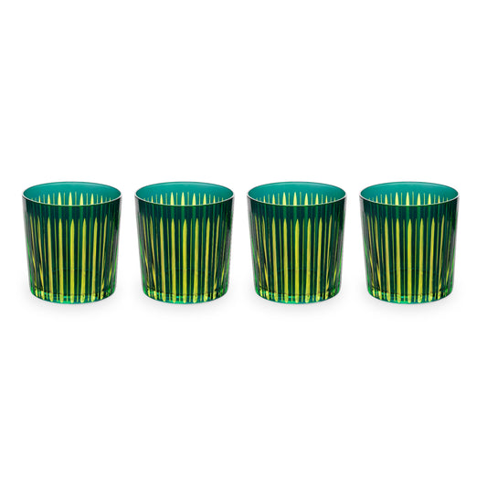 Prism Double Old Fashioned Glasses - Green (Set of 4)