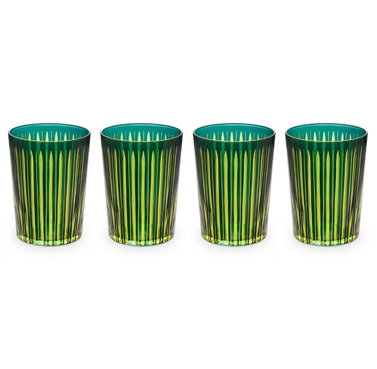 Prism Highball Glasses - Green (Set of 4)
