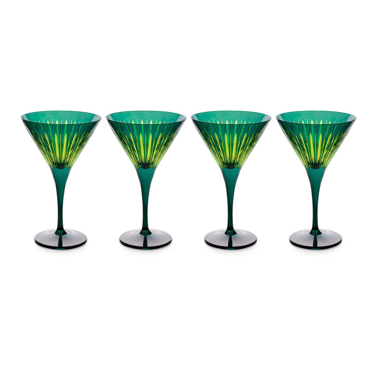 Prism Martini Glasses - Green (Set of 4)