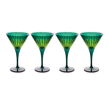 Prism Martini Glasses - Green (Set of 4)