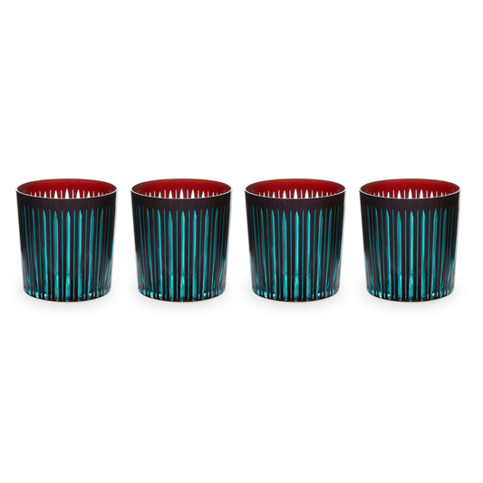 Prism Double Old Fashioned Glasses-Bordeaux (Set of 4)