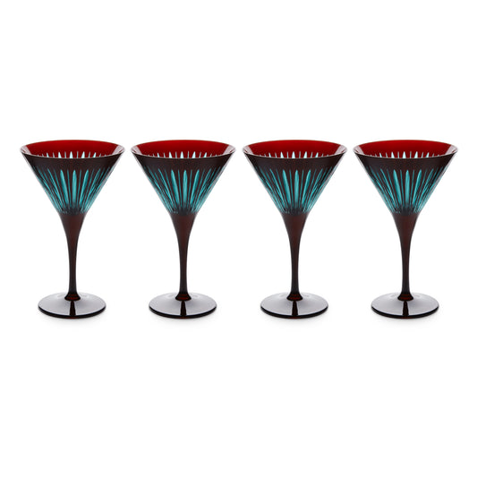 Prism Martini Glasses - Bordeaux (Set of 4)