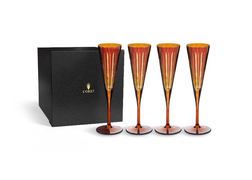Prism Champagne Flutes - Amber (Set of 4)