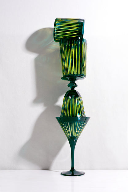 Prism Martini Glasses - Green (Set of 4)