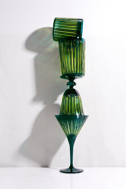Prism Highball Glasses - Green (Set of 4)