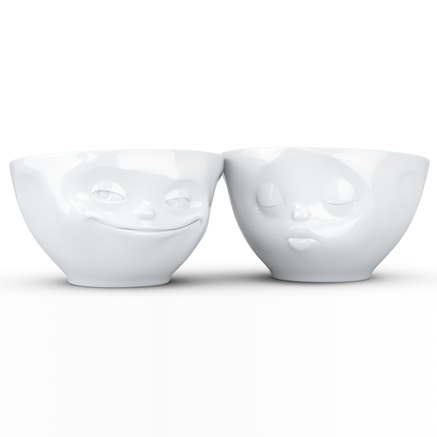 Grinning & Kissing White Bowls