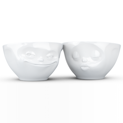 Grinning & Kissing White Bowls