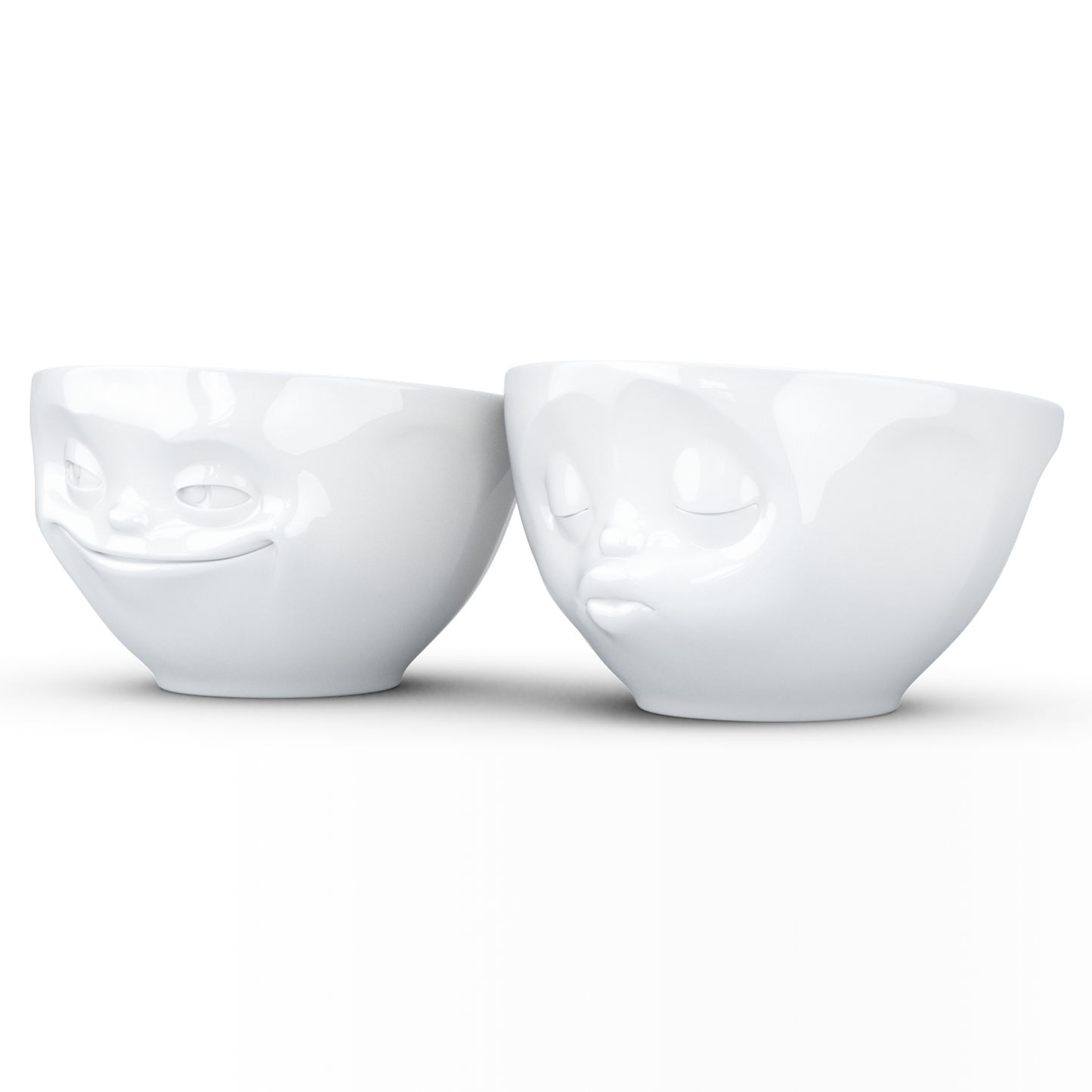 Grinning & Kissing White Bowls