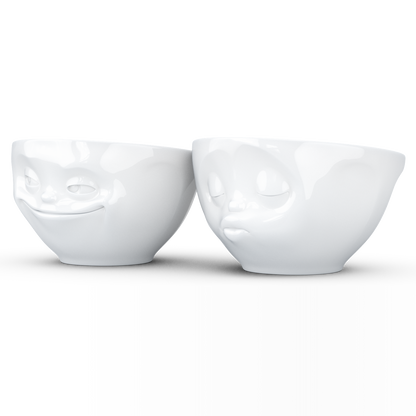 Grinning & Kissing White Bowls
