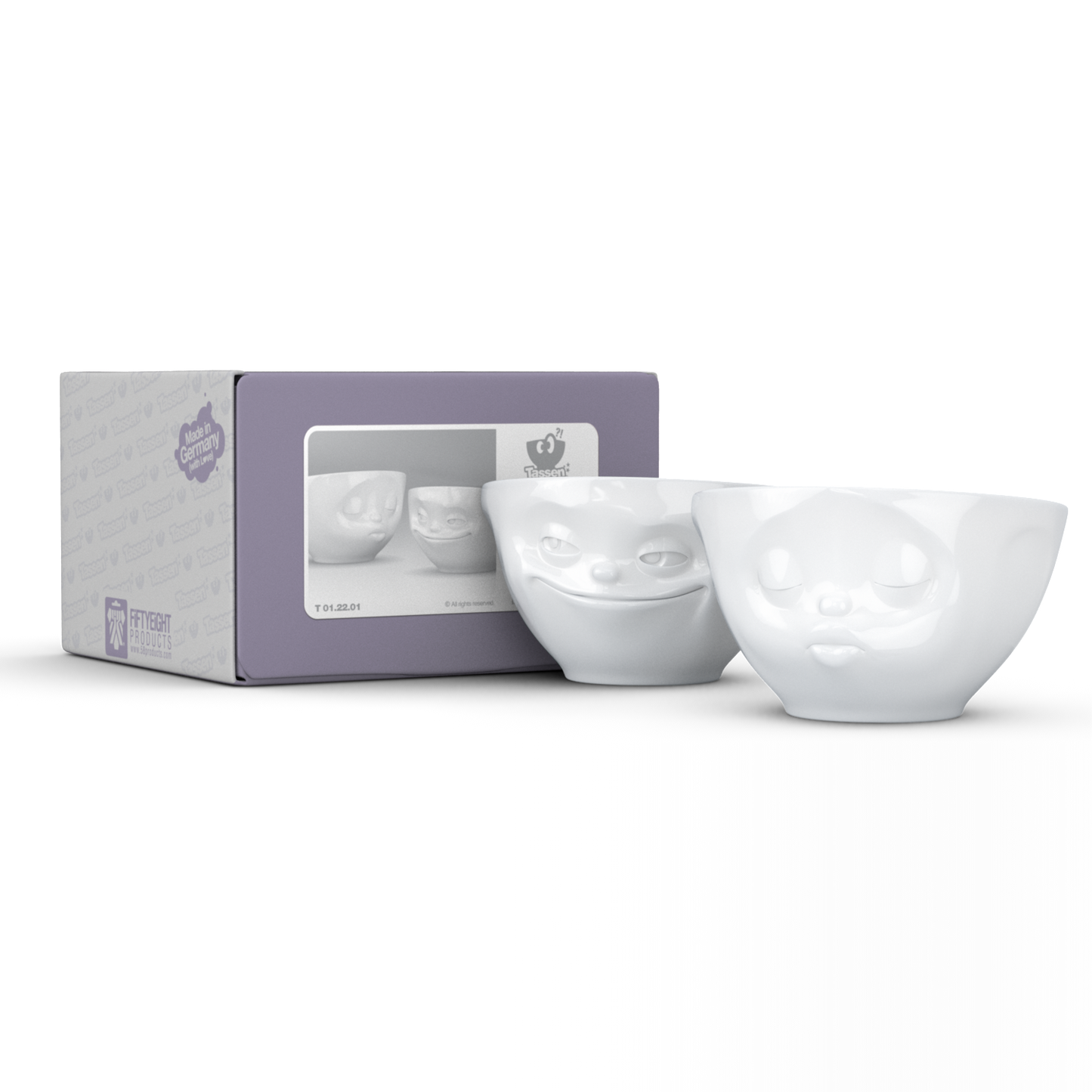 Grinning & Kissing White Bowls