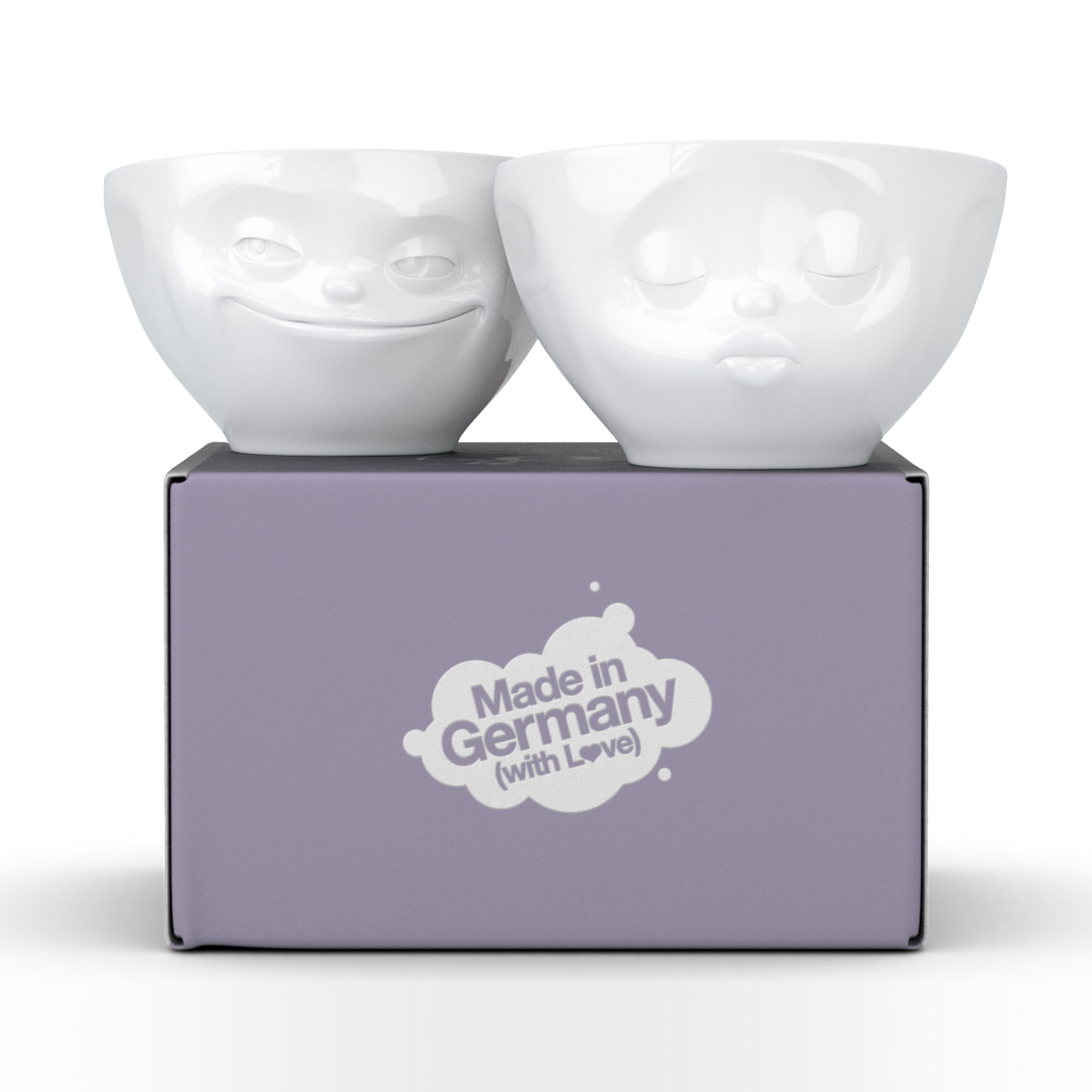 Grinning & Kissing White Bowls