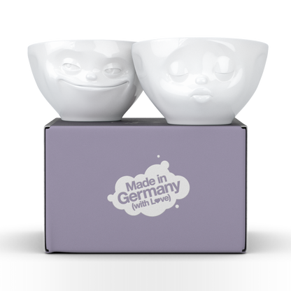 Grinning & Kissing White Bowls