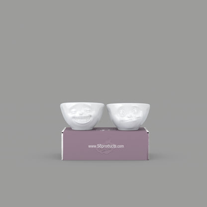 Laughing & Tasty White Bowls