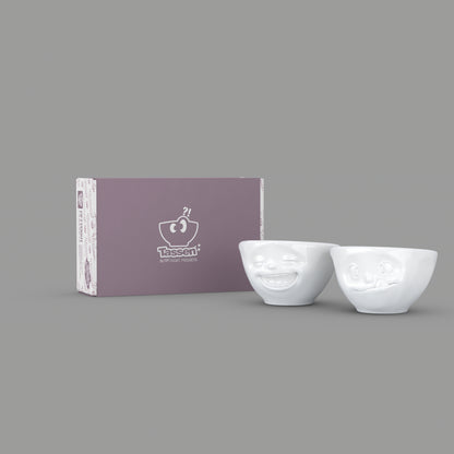 Laughing & Tasty White Bowls