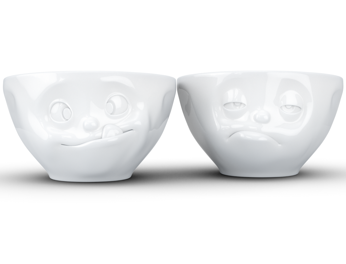 Medium Bowls Set No. 3 "Tasty & Snoozy" in White