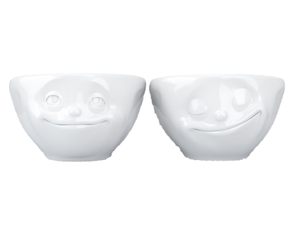 Small Bowls Set No. 2 "Dreamy & Happy" in White