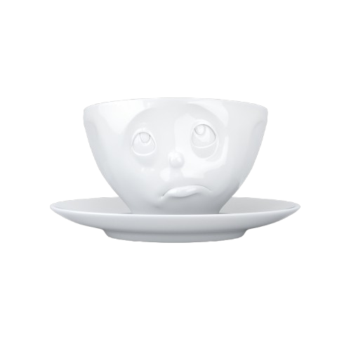 Coffee Cup with Saucer "Oh Please!" White