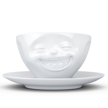 Coffee Cup with Saucer "Laughing" White