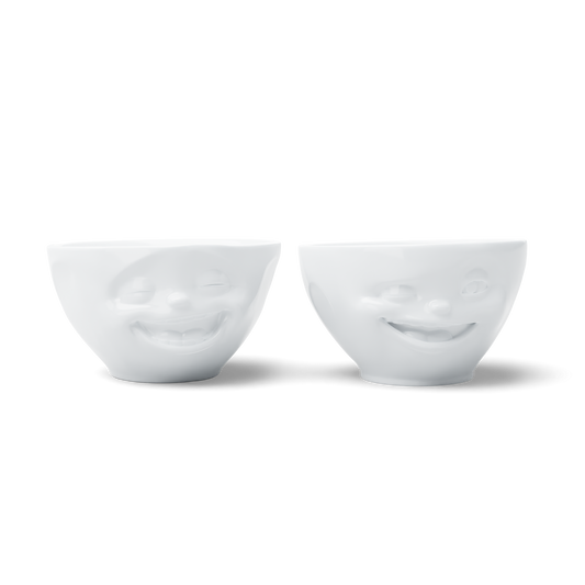 Laughing & Winking White Bowls