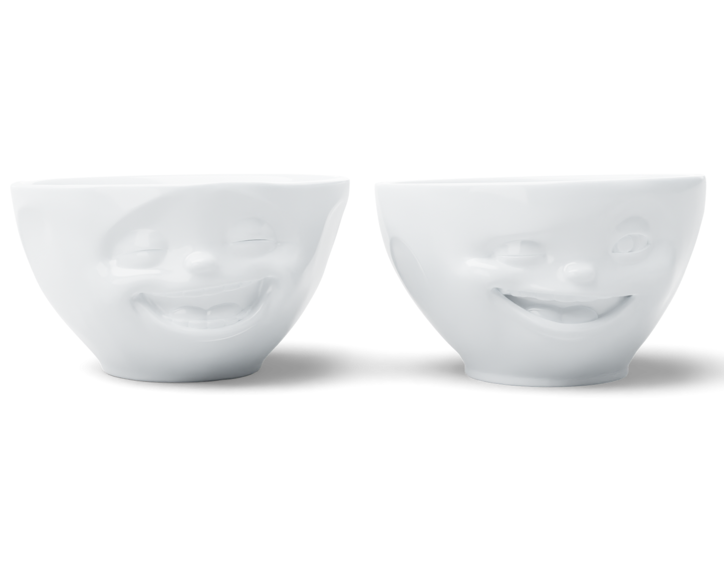 Medium Bowls Set No. 4 "Laughing & Winking" in White